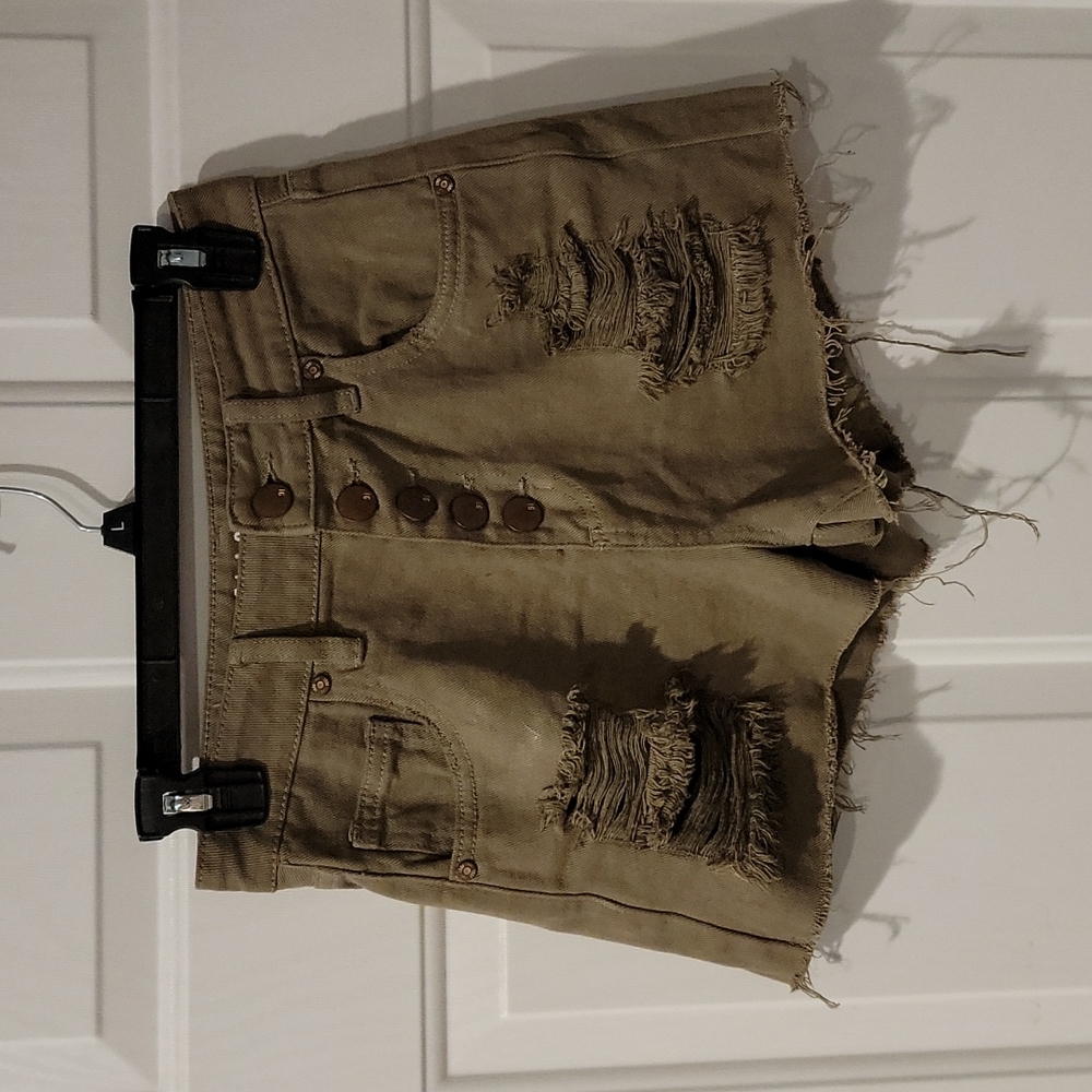 Olive Green Distressed Cotton On Shorts Size 8